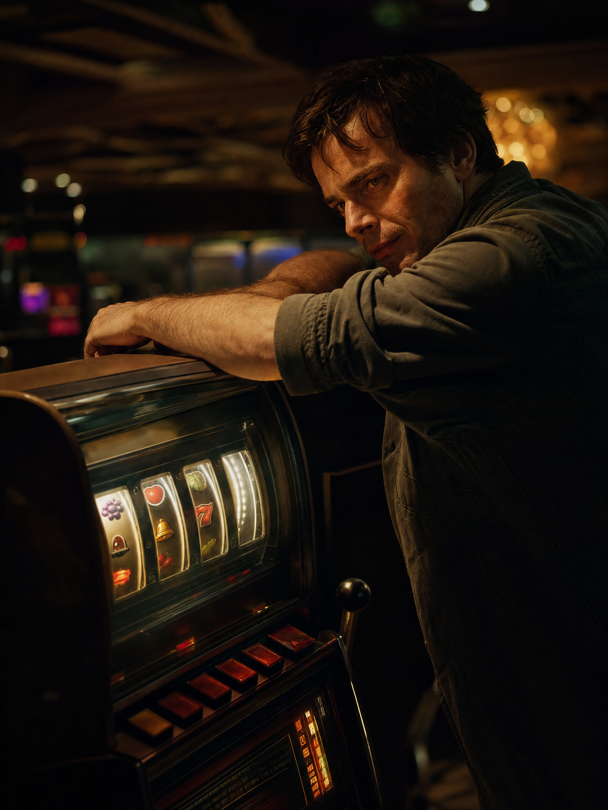 Player watching slot machine reels — cinematic slots section at Donbet