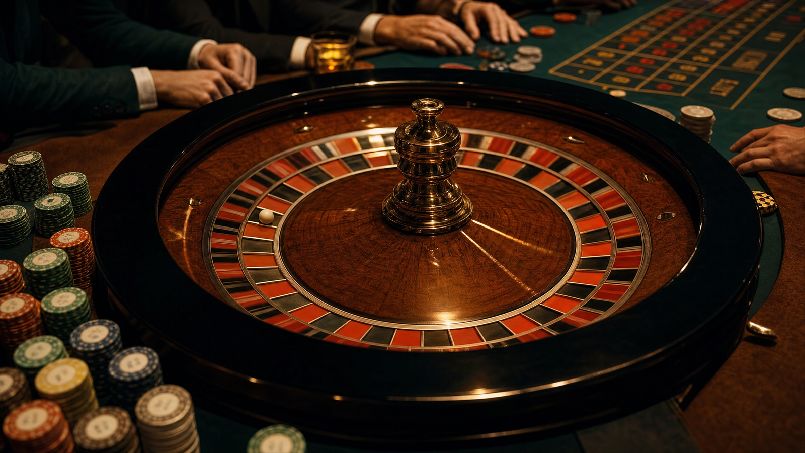 Roulette wheel and casino atmosphere — Donbet closing banner background